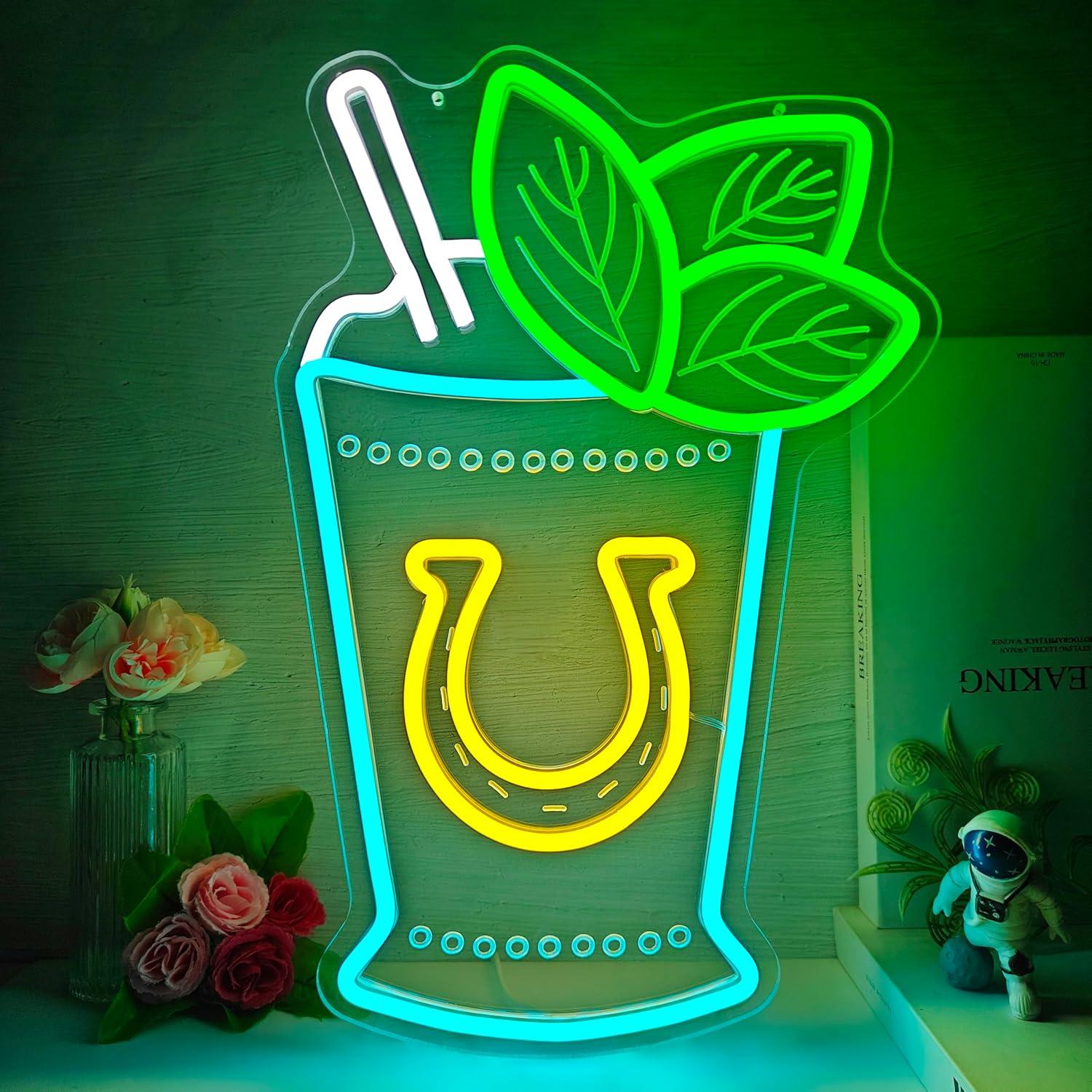 Neon Sign Party - Неоновая вывеска с коктейлем «Мятный джулеп»