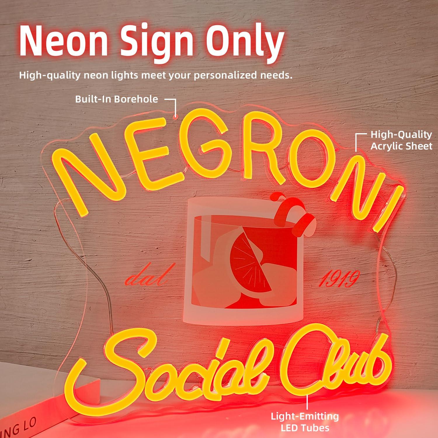 Светодиодная вывеска «Негрони  – обзор и цена Neon Sign Party